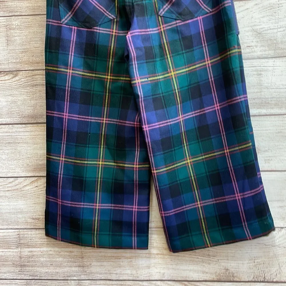 VINTAGE NEW WITH‎ TAGS RALPH LAUREN WIDE LEG PLAID PANTS IN 100% WOOL